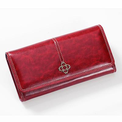 China Waterproof Women's Wallet Genuine Leather Zipper Around Long Wallet Clutch Wristlet Travel Purse For Women for sale