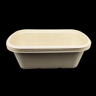 China 1200ml Eco Biodegradable Pasta Noodle Food Bowl Rectangle Bagasse Sugar Cane Pulp Container for sale