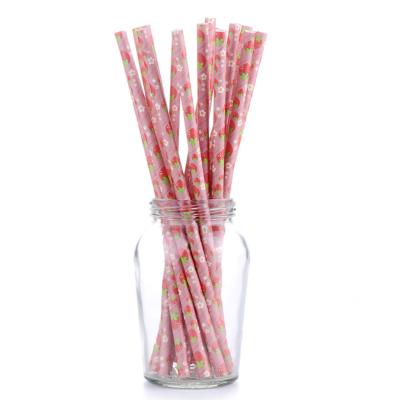 China Disposable Eco-Friendly Kids Party Paper Art Straw For Bar Drinking Straws Strawberry Accessories for sale