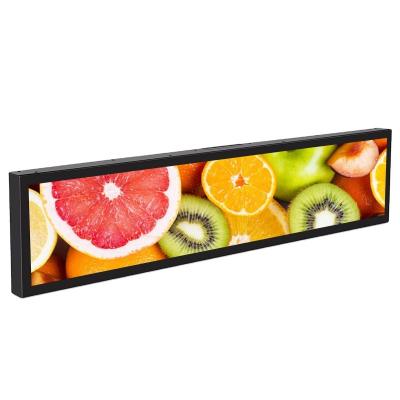 China Supermarket Eco-friendly 19.1 Inch Slim Shelf LCD Screen Wall Mount Ultra Wide Stretched Bar Advertising Display for sale