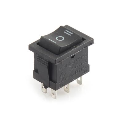 China Double Pole On On Power On On Performance KCD1-203 6A 250V / 10A 125V AC DPDT Rocker Switch for sale