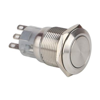 China Stainless Steel 19mm Emergency Stop 1NO1NC Metal Self-Latching Push Button Switch for sale