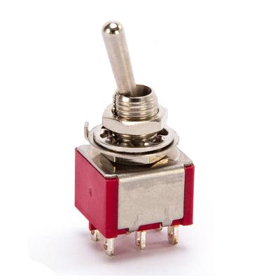 China Brass On-Off Mini Rocker Toggle Switch KN1-203 High Quanlity 6 Metal Pins Safety 2A 250V for sale