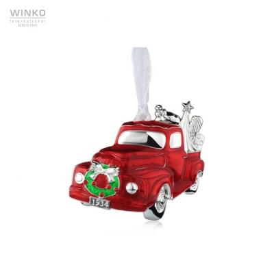 China Hot Selling Red Car Christmas Decoration Ornament Christmas Metal Red Ornaments For Decoration for sale