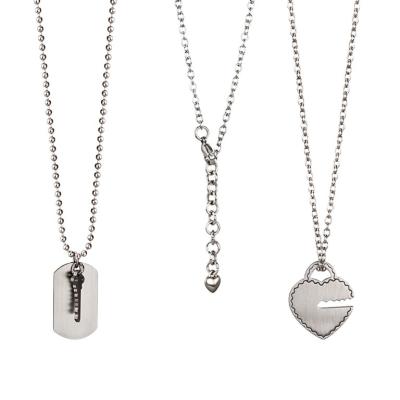 China Environmental Friendly Set Of 3 Key To My Heart Necklace Set Metal Necklace Chain With Heart Key Decorations For Lover's Gifts Valentine's Day Gift for sale