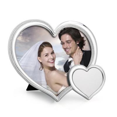 China Wedding event concert hot sale twisted silver double heart wedding decorations photo support black frame for sale