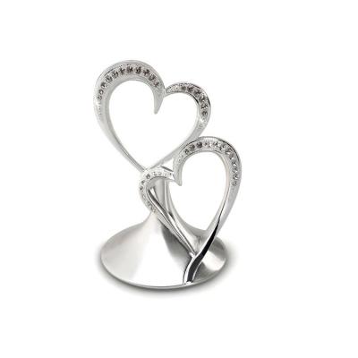 China New Arrival Modern Brush Heart Silver Wedding Cake Double Topper Cake Decorations for sale