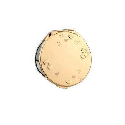 China Compact Makeup ODM Round Gold Heart Multi Pattern Portable Wedding Pocket Mirror for sale