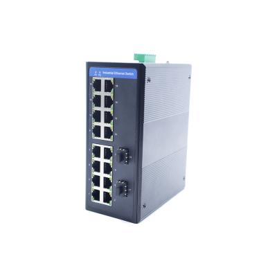 China LACP 16*10/100/1000 Base-TX RJ45 Ports and 2*100/1000 Base-X SFP Ports Industrial Ethernet Switch for sale