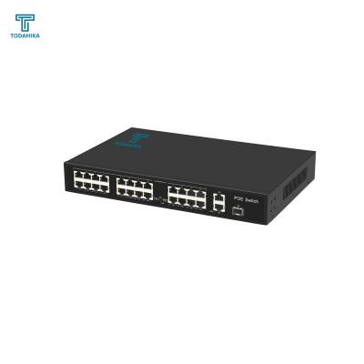 China Delay time <5us 2xRJ45+1xSFP and 24x10/100Base-T PoE Port 10.8 Gpbs 10/100/1000M Ethernet Switch for sale