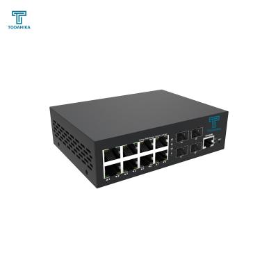 China Delay time <7us Todahika 4xGigabit SFP and 8x10/100/1000Base-T Ports 24 Gpbs 10/100/1000M Ethernet Switch for sale