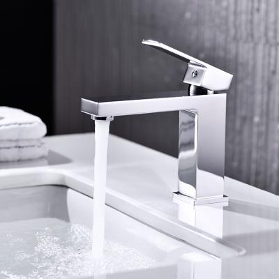 China Faucets China Factory Chrome Handle Modern Brass Single Lever Single Lever Deck Mounted Basin Mixer Tap Bathroom Sink Faucet for sale