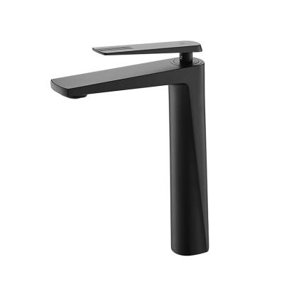 China Contemporary Matte Black Single Lever Deck Metered Faucets Mounted Wash Mixer Tap Bathroom Sink Faucet for sale