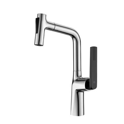 China High Quality Copper Single Handle Hot And Cold Water Metered Faucets Pull Out Kitchen Faucet for sale