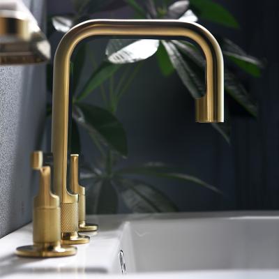 China Luxury Metered Faucets Design Brushed Gold Deck Mount 8