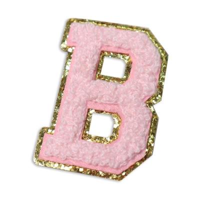 China 5.1cm 5.7cm 6.3cm 7cm Letter A-Z Glitter Patch Ironing Chenille Glitter Letter Patch Garment for sale