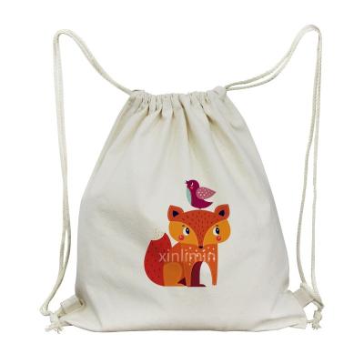 China Logo Customized Logo Reusable Cotton Canvas Drawstring Shopping Bag for Eco-Friendly for sale