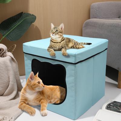 China Large Cat Cave Removable Cover for Pet Cat House with Hanging Fluffy Ball and Work Area Bedsure Beds for Indoor Cats for sale