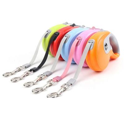 China 5M New Portable Retractable Automatic Nylon Dog Leash Wholesale Pet Leash Bag Stored Trash Automatic Nylon Leash for sale