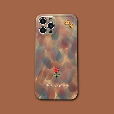 China Graffiti 2022 Shockproof Net Red Flower Full Package Straight Edge Rub Flower Silicone Female Phone Case For iPhone13 11 12Pro Max XS XR for sale