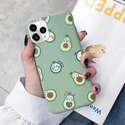 China 2022 New Design Candy TPU Avocado Liquid Silicone Phone Case Shockproof Smiley Face Holder For iphone 11xs12 xr 8plus 13promax for sale