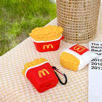 China Common/Luxury/Fashion/Custom Creative Buckle 2022 New Custom Design 3d Hash Browns and Mountaineering Fries For 1/2/3 pro Para Airpods 3rd Gen Cases Food for sale