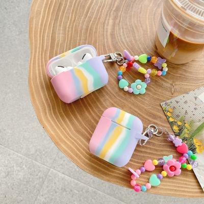 China Common/Luxury/Fashion/Custom 2022 Flower Hyuna Rainbow Logo Luxury Designer Homemade Pink Pendant Cover for airpods pro silicone case 1/2/3 for sale