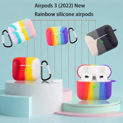 China Common/Luxury/Fashion/Custom Protective Cover 2022 Newest Custom Silicone Anti Lost Case With Key Chain Ring For Rainbow Airpod 1/2/3 pro case for sale