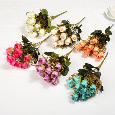 China Hot selling silk/plastic silk rose flower for wedding home decoration for sale