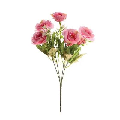 China European Bright Colors Artificial Flowers Rose Silk Rose Buns Used For Home Wedding Decoration for sale