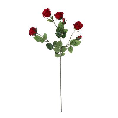 China Family Wedding Decoration Artificial Flower Rose Wholesale 6 Rose Bouquets For Family Wedding Decoration for sale