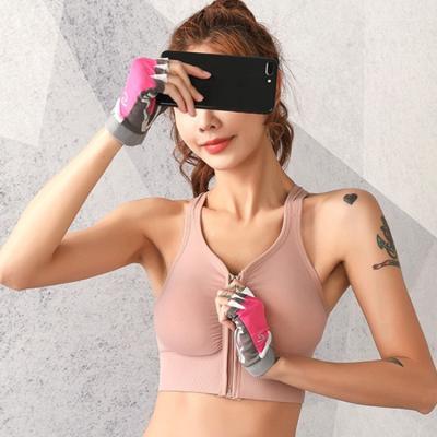 China QUICK DRY Yoga Bra Fashion Front Zipper Gathers Running Women's Comfortable Cavity Ladies Sports Bra Back Beautiful for sale