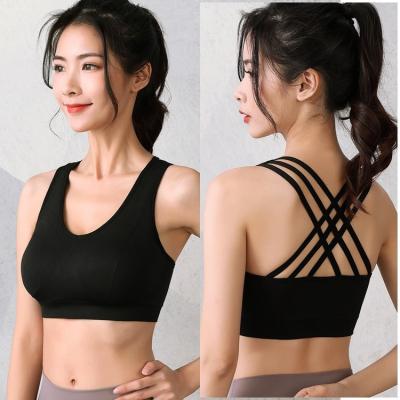 China QUICK DRY Women's Comfortable Yoga Bra Cross Straps Vest Fitness Ladies Sports Running Bra for sale