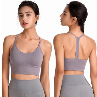 China Sexy Women's Fitness Yoga Bra Comfortable Slim Strap Vest QUICK DRY Gather Strap Ladies Sports Bra for sale