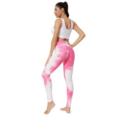 China Fashion Breathable Yoga Jacquard Tie-Dye Bubble Yoga Pants High Waist Women's Sports Fitness Hip-Lifting Gaiters for sale