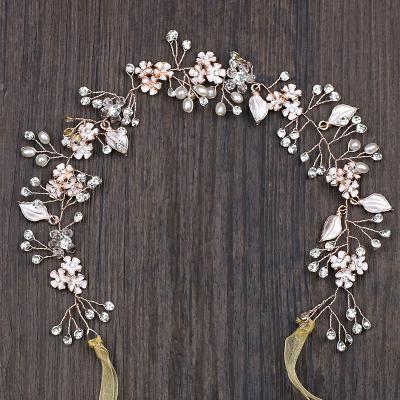 China Wedding Headband HSS6115 Rose Gold Flower Hair Accessories Women Wedding Wholesale Crystal Bridal Hair Accessories for sale