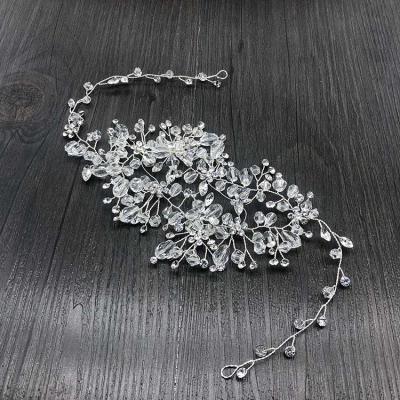 China Wedding Headband SHSS2010 Silver Color Wedding Party Floral Hair Headband With Handmade Beaded Bridal Hair Jewelry for sale