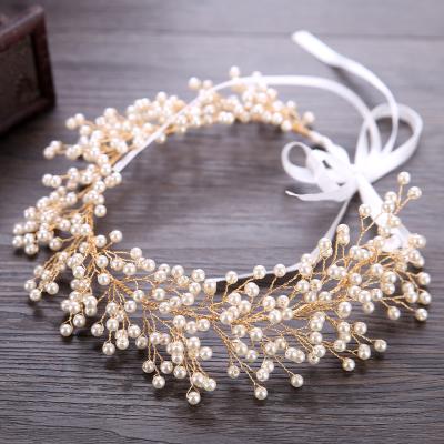 China Wedding Headband HSS6103 Pear Gold Color Hair Accessories Women Bridal Jewelry Bridal Hair Band for sale