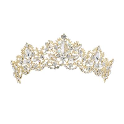 China Tiara Rhinestone Crown New Fashionable Wedding Hair Accessories Crown Bridal Alloy Pearl Crystal Tiara for sale