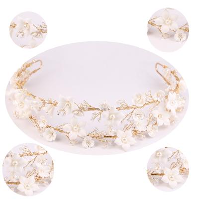 China 2021 hot wedding tiara bridal hair accessories bride hair accessories fashion flower ceramic tiara for sale