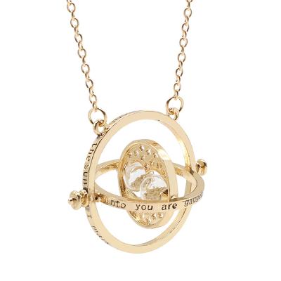 China Hot Sale Movie Environmental Friendly Gold Plated Harry Jewelry Potter Time Turner Hourglass Necklace for sale