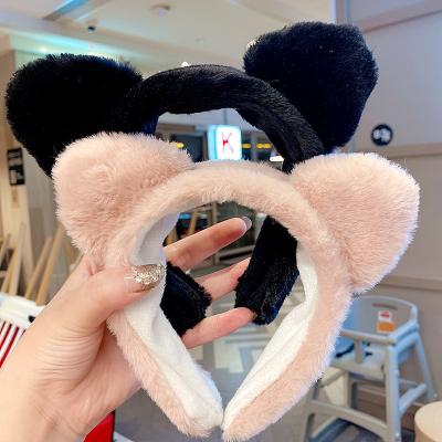 China Cat Ear Headband Non Slip Cat Ear Hair Clip Cotton Wide Brimmed Headband Winter Cute Soft Thick Wool Heart Hair Clip For Women for sale