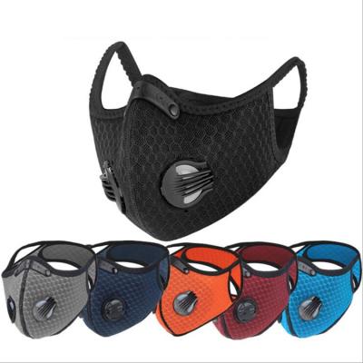 China Reusable Reusable Sports Cycling Facemask Mesh Breathable Bicycle FaceMask Activated Carbon Filter Anti Dust With Double Valve for sale