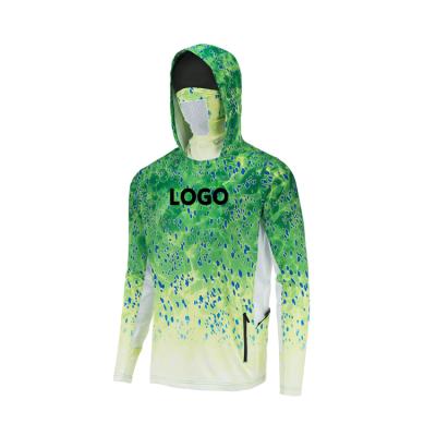 China Wholesale Custom Printed Antibacterial Antibacterial Long Sleeve UV Hooded Clothing Fishing Shirt For Men for sale