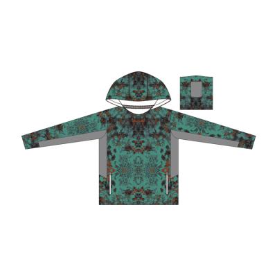 China Wholesale Antibacterial Camouflage Antibacterial Quick Dry Sublimation Polyester Long Sleeve Hooded Shirt for sale