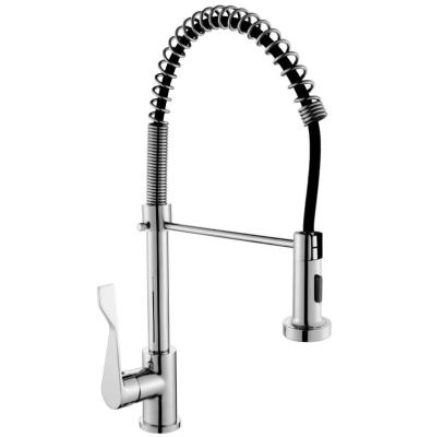 China Sense Faucets Feenice Spring Brass Kitchen Chromed Faucet With Flexible Nylon Black Hose for sale