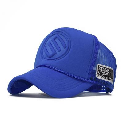 China Factory Wholesale 5 COMMON Panel Curved Brim Sports Cap Custom Deboss Emboss Logo Mesh Back Baseball Hats Adjustable Rope Trucker Hat for sale