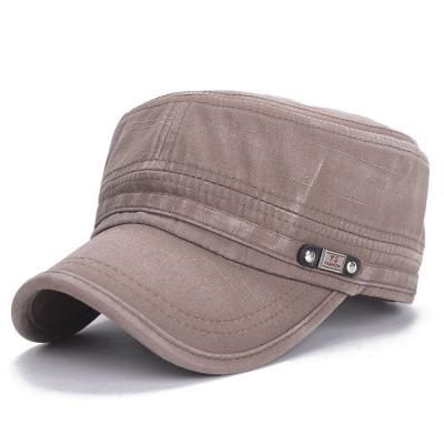 China Wholesale Quality JOINT Logo Cotton Flat Top Custom Size Cadet Style Distressed Army Hat Washed Vintage Military Hat for sale