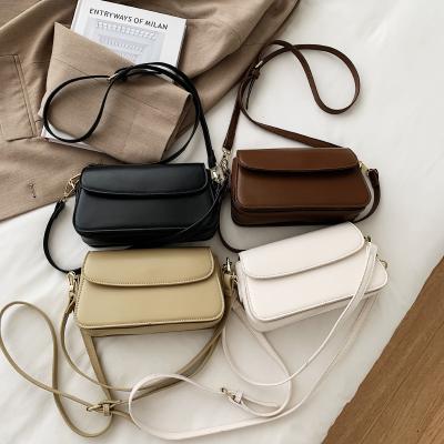 China Fashionable cheap used daily pure simple lady bag women's handbag color messenger shoulder bag small for girls for sale