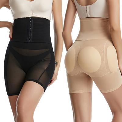 China Breathable Women Sexy Mesh Waist Trainer Hook Shaper Body Shaper Padded Butt Enhancer Butt Lifter Panties for sale